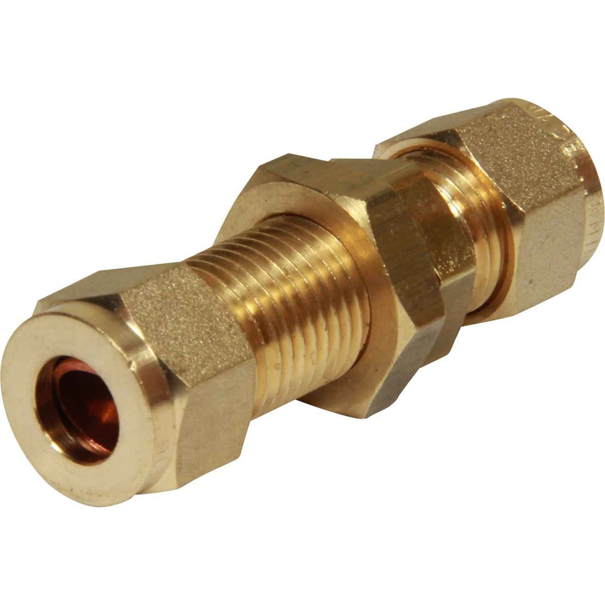 AG Brass Compression Bulkhead Coupling (5/16" OD / 3/8" Bulkhead) 1-17530