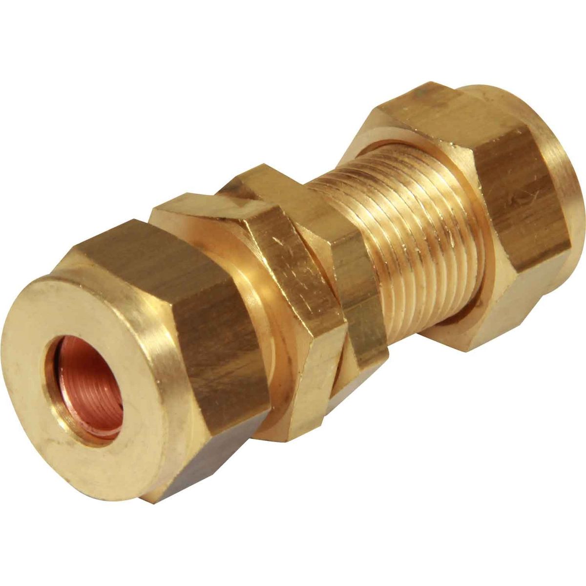 AG Brass Compression Bulkhead Coupling (3/8" OD / 3/8" Bulkhead) 1-17540