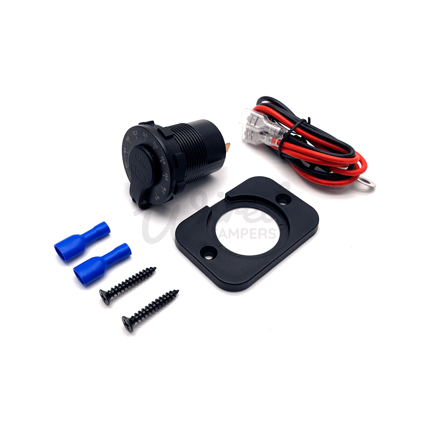 12V Battery Voltmeter & USB C PD 30W Port & Quick Charge 3.0 USB A Port 18W
