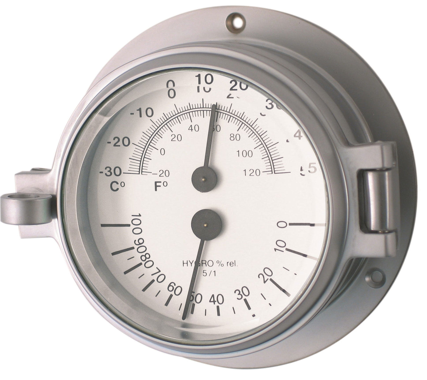 Matt Chrome 3" Channel Thermometer & Hygrometer