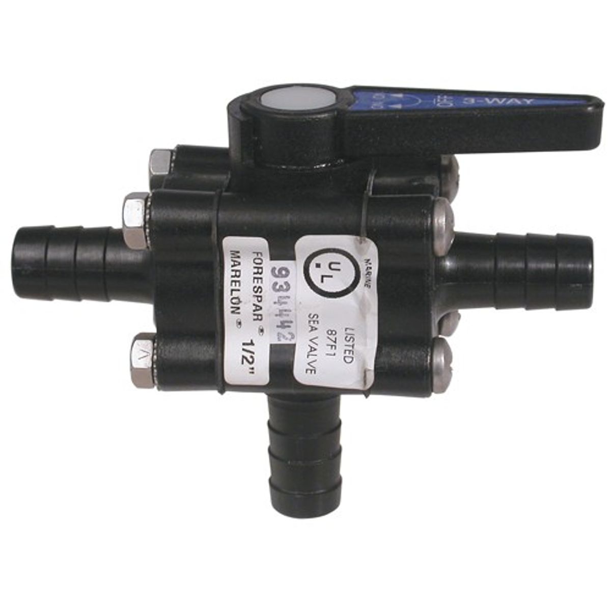 Forespar 3-Way Ball Valve with Lever Handle (3/4" Hose Tails) 3-80242