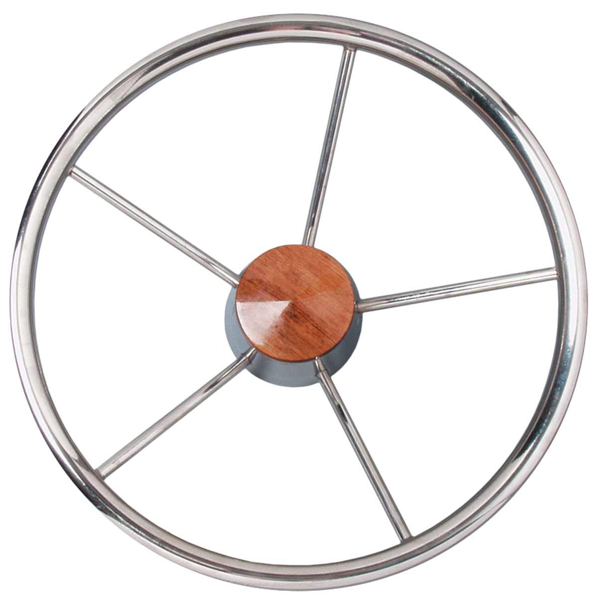 Ultraflex Steering Wheel with Wood Cap (400mm / Stainless Steel) 4-V23