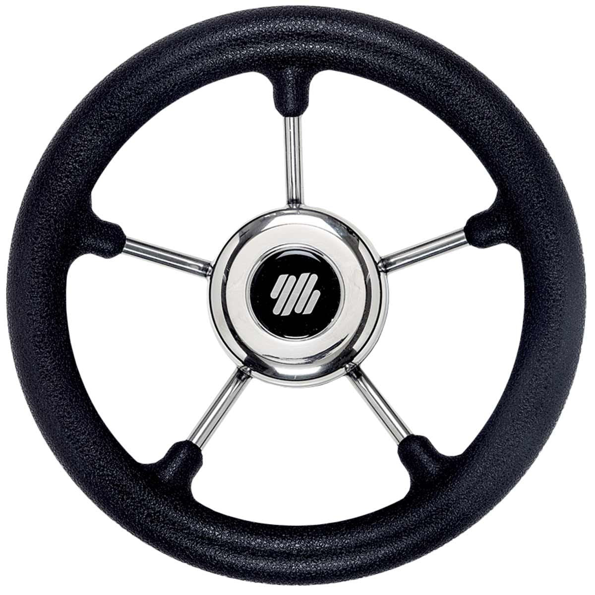Ultraflex Stainless Steel Steering Wheel (Black Rim / 280mm / Hub) 4-V28B