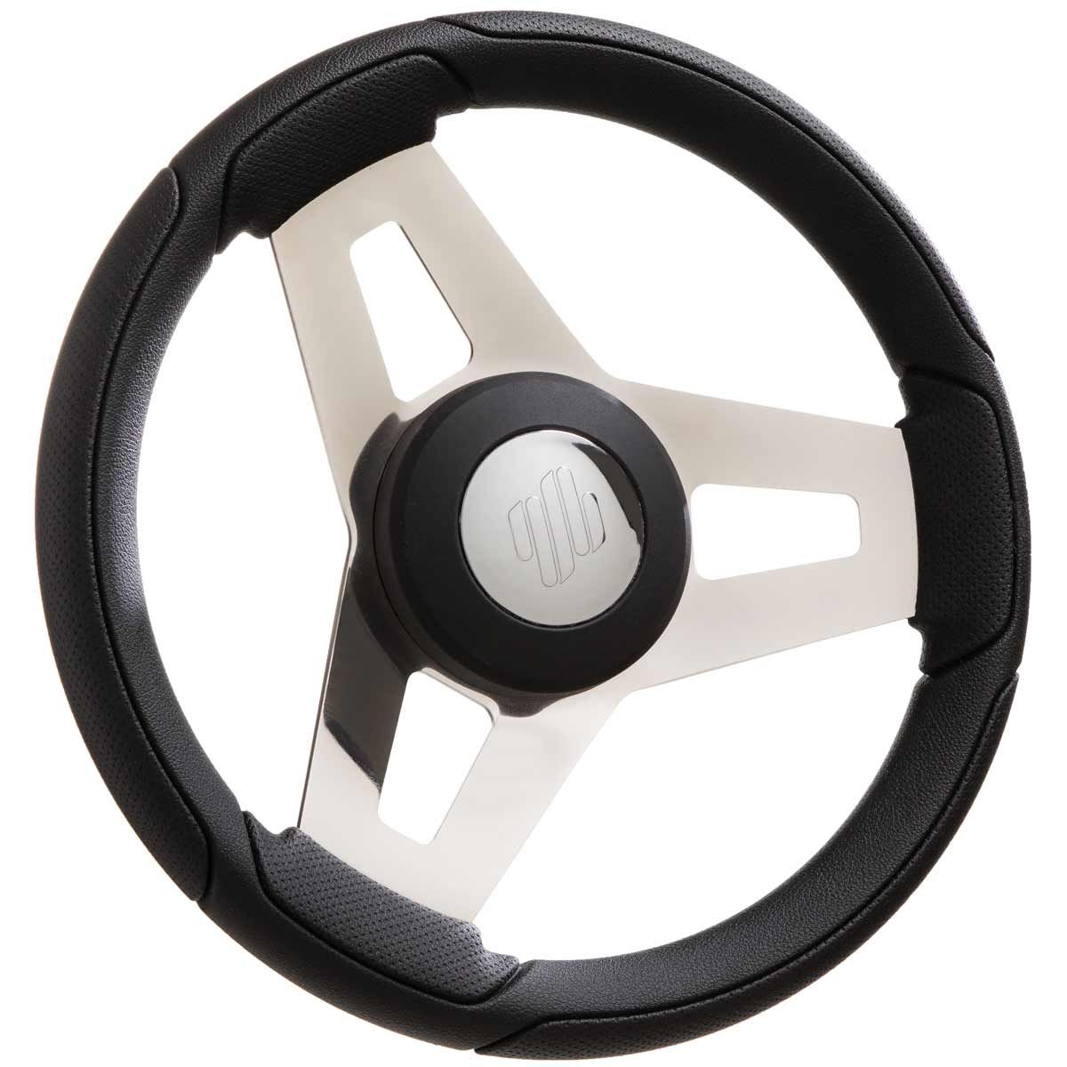 Ultraflex Stainless Steel Steering Wheel (Black Rim / 350mm / No Hub) 4-VM36