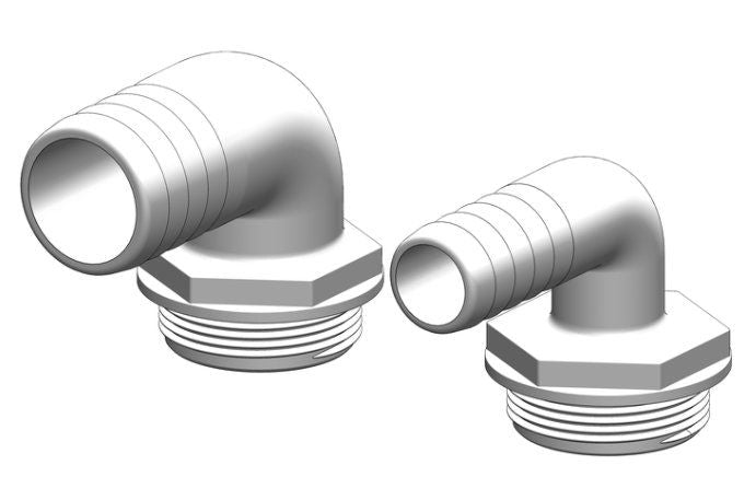 TruDesign Tank Fitting 90° 38mm 1½” White