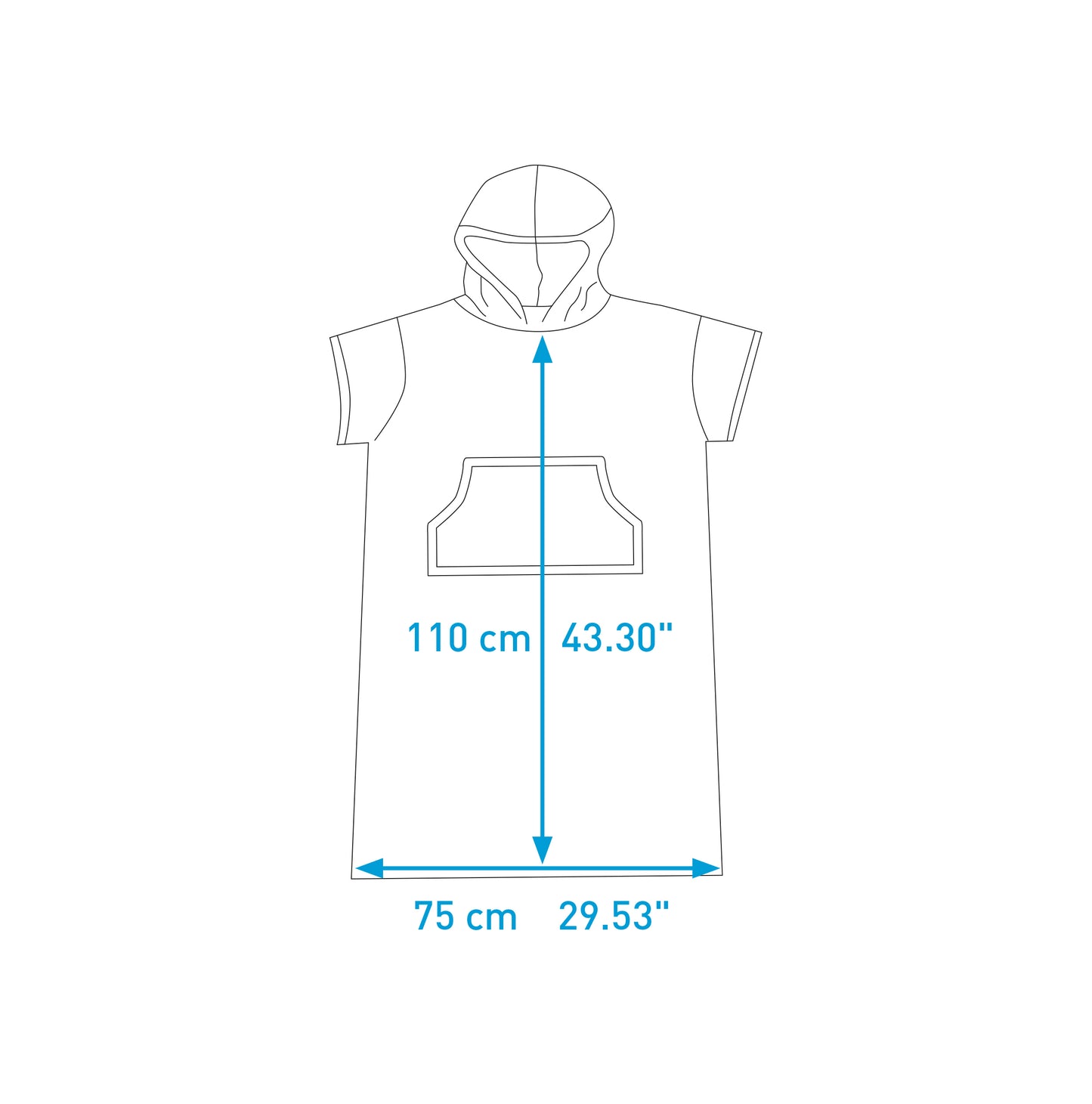 Surflogic Poncho 100% Cotton Cyan/Navy - waterworldsports.co.uk