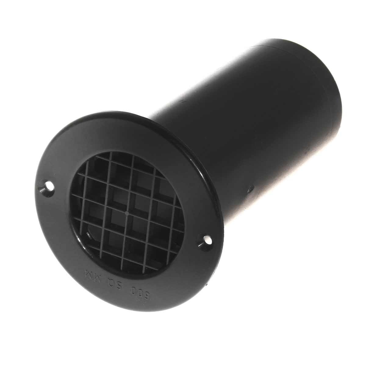 AG Round Plastic Vent with Extra Long Tail (75mm Diameter / Black) 7093050