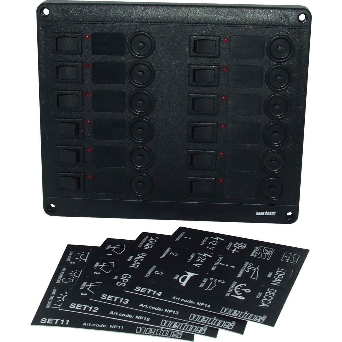 Vetus P12CB24 Horizontal Switch Panel 12 Way (24V / Circuit Breaker) 711258