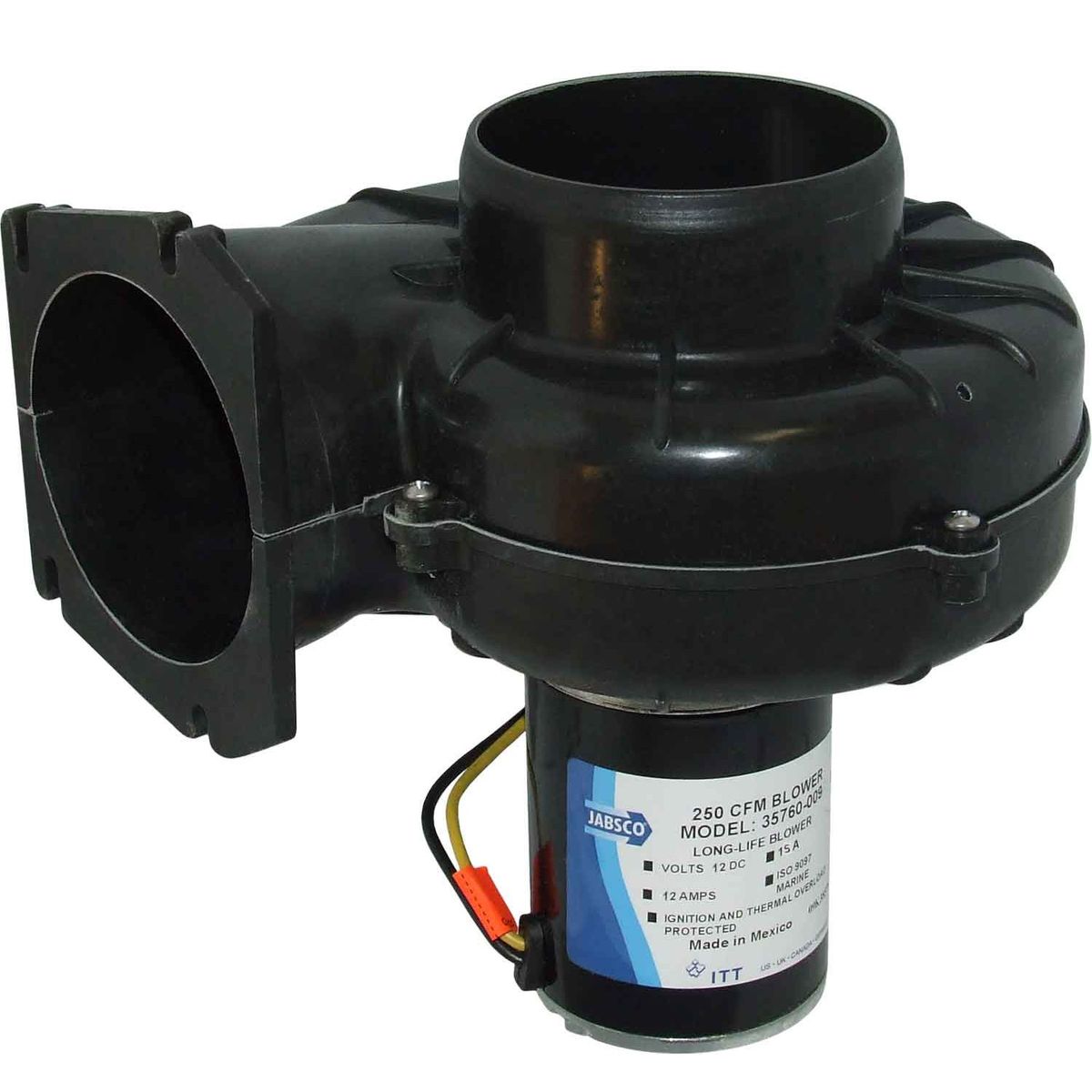 Jabsco Heavy Duty Snail Cam Blower (Flange / 12V / 102mm Ducting Hose) 716722