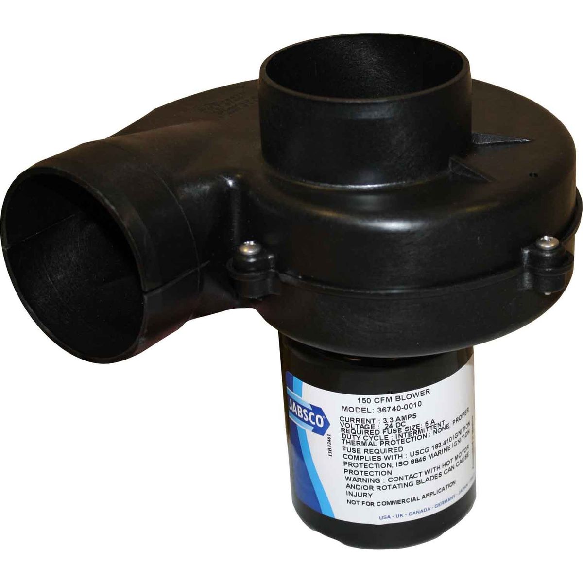 Jabsco Snail Cam Blower (Flexmount / 24V / 76mm Ducting Hose) 716734