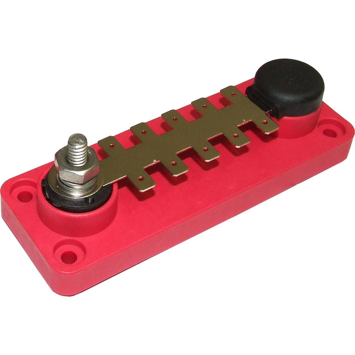 VTE Red Power Distribution Busbar (1 x 1/4" Post & 10 x 6.3mm Tabs) 729282