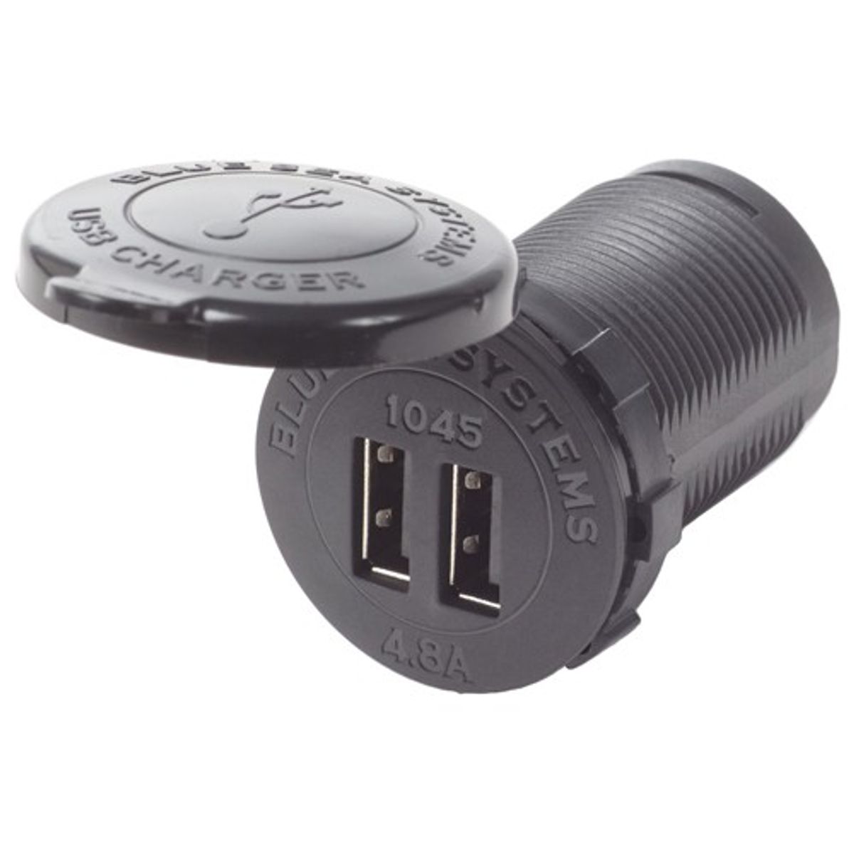 Blue Sea Dual USB Charger Socket (12V / 24V / 4.8A / Black)