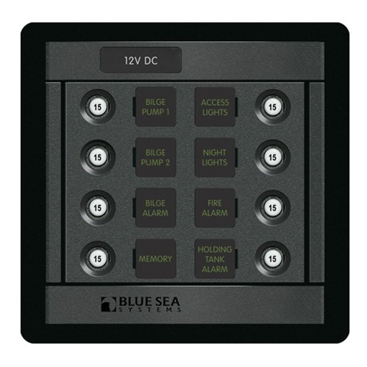 Blue Sea 360 DC Circuit Breaker Panel (12V & 24V / 8-Way / 15A)