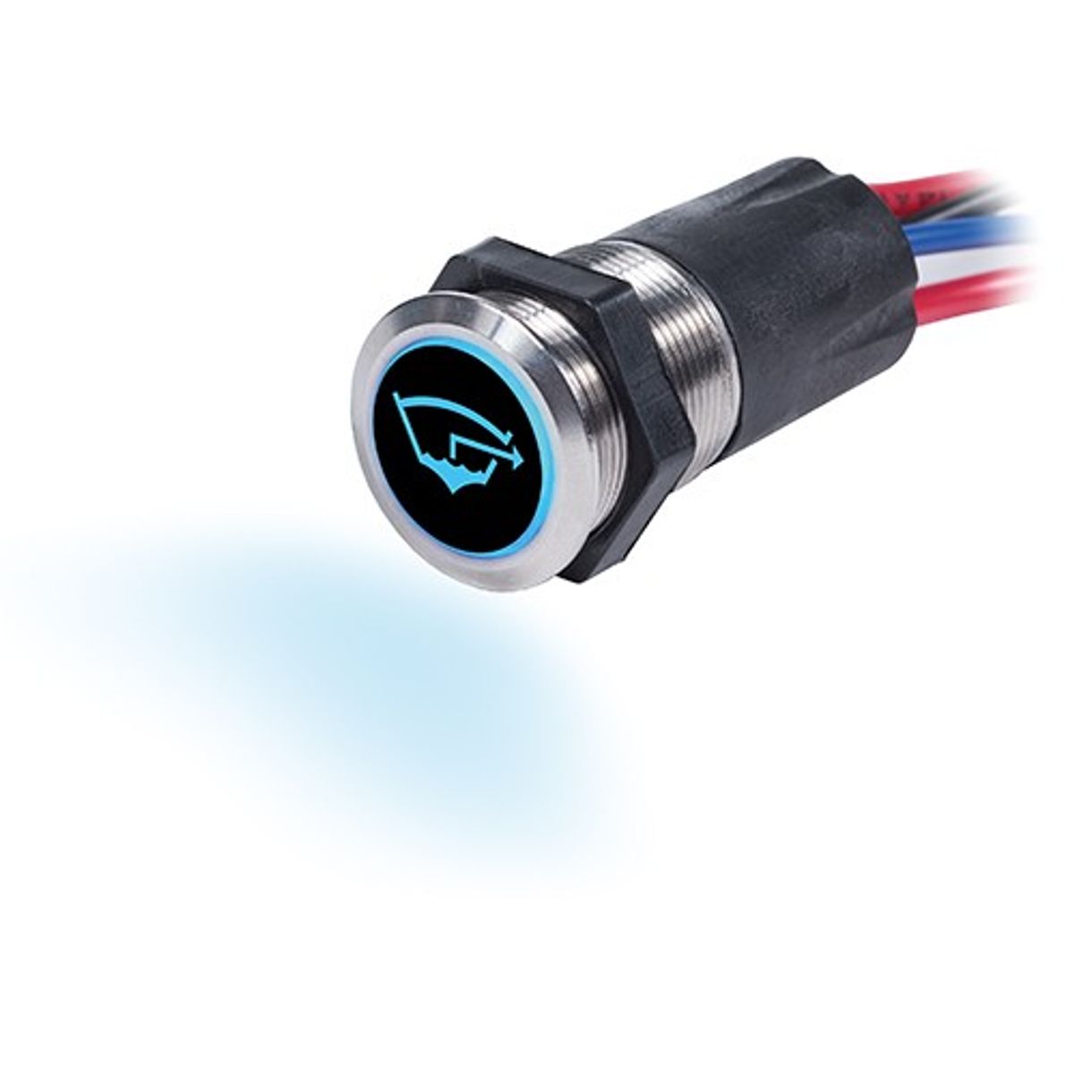 Blue Sea Backlit Push Button Switch SS (Off-On / 15A / Blue/Red)
