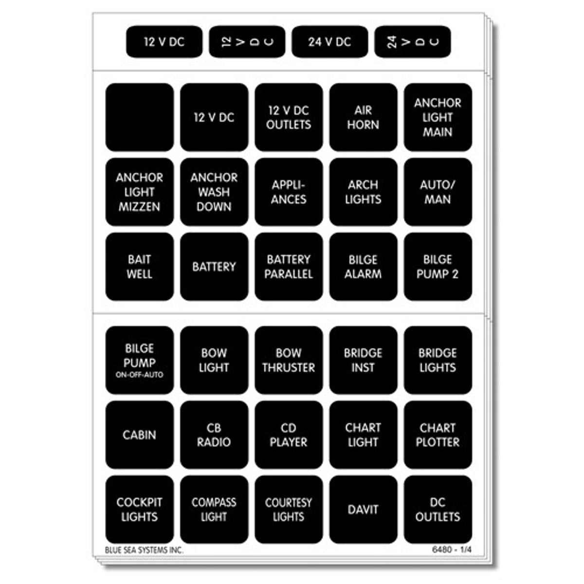 Blue Sea Waterproof DC Label Kit (120 Labels) 8-24217