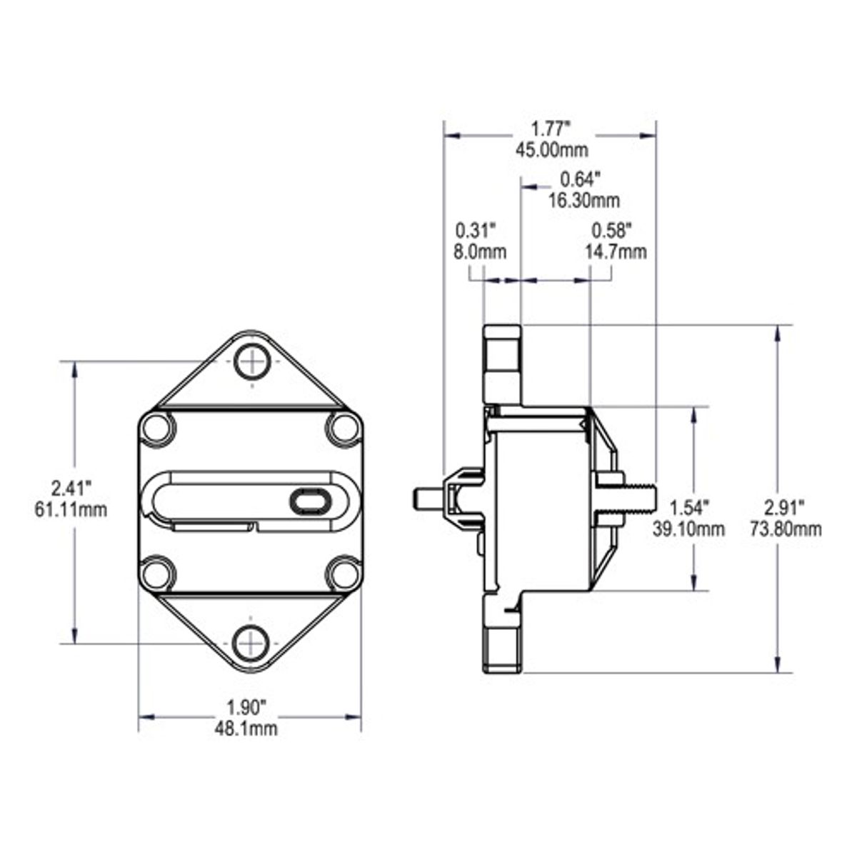 Blue Sea 285 Panel Mount Circuit Breaker (80A)