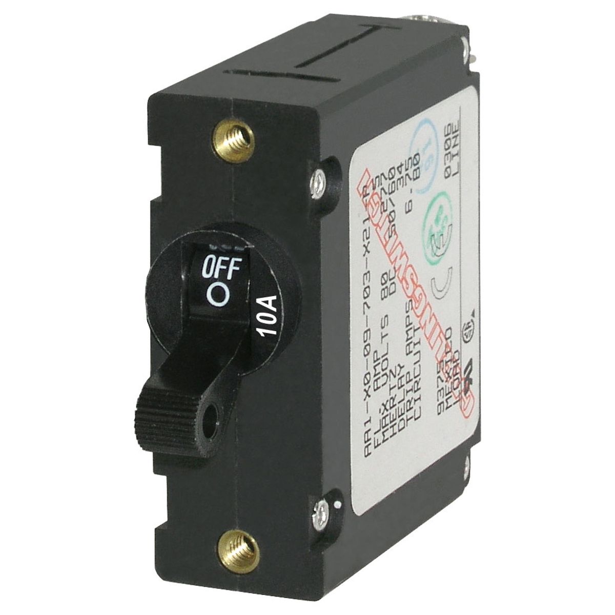 Blue Sea A-Series Toggle Circuit Breaker (10A / Black / Single Pole)