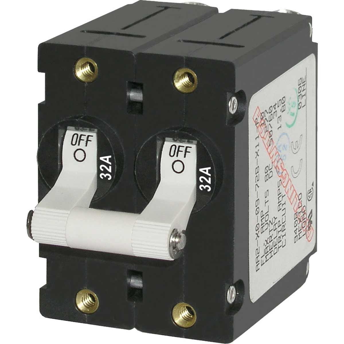 Blue Sea A-Series Toggle Circuit Breaker (32A / White / Double Pole)