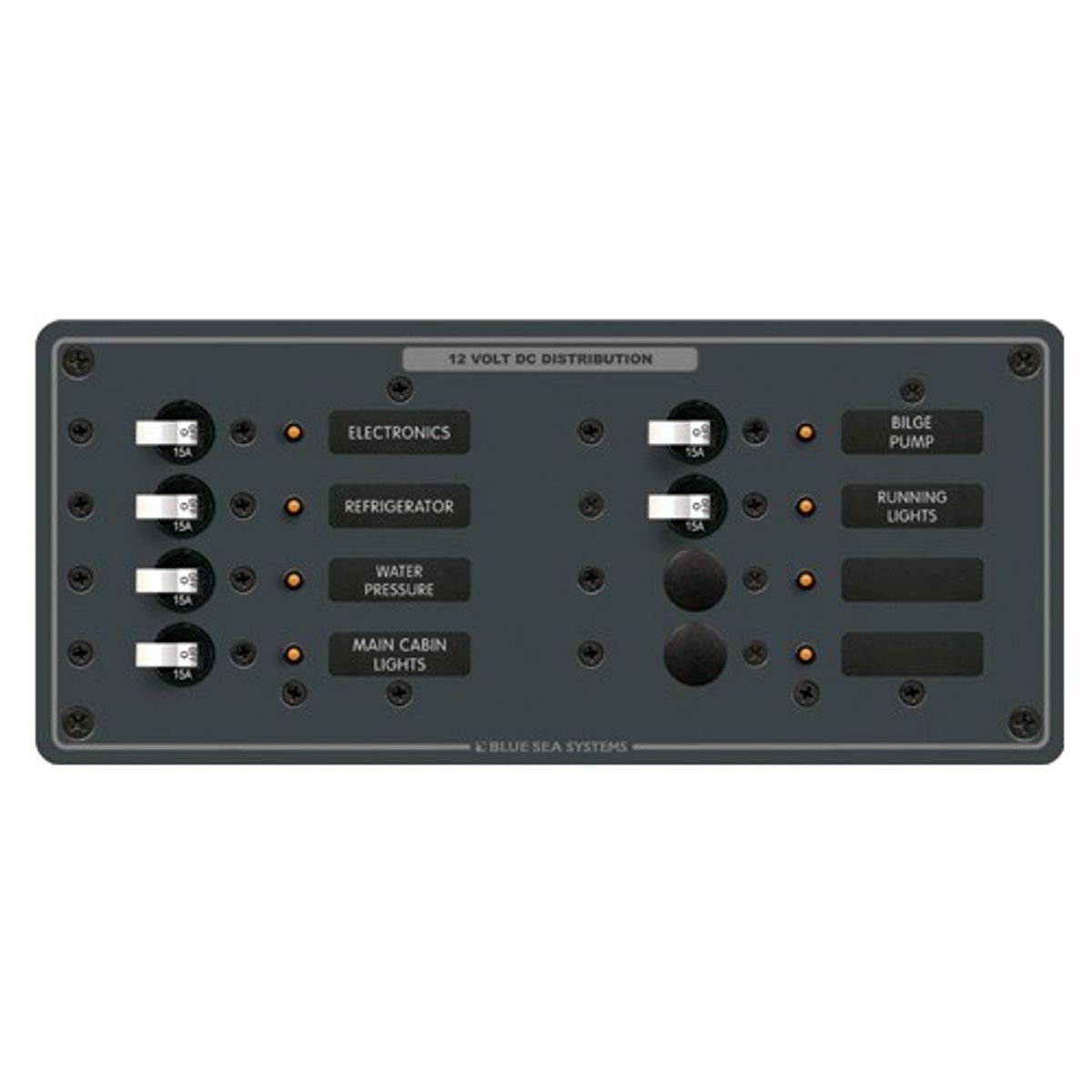Blue Sea Horizontal Circuit Breaker Panel (12V DC / 8-Way)