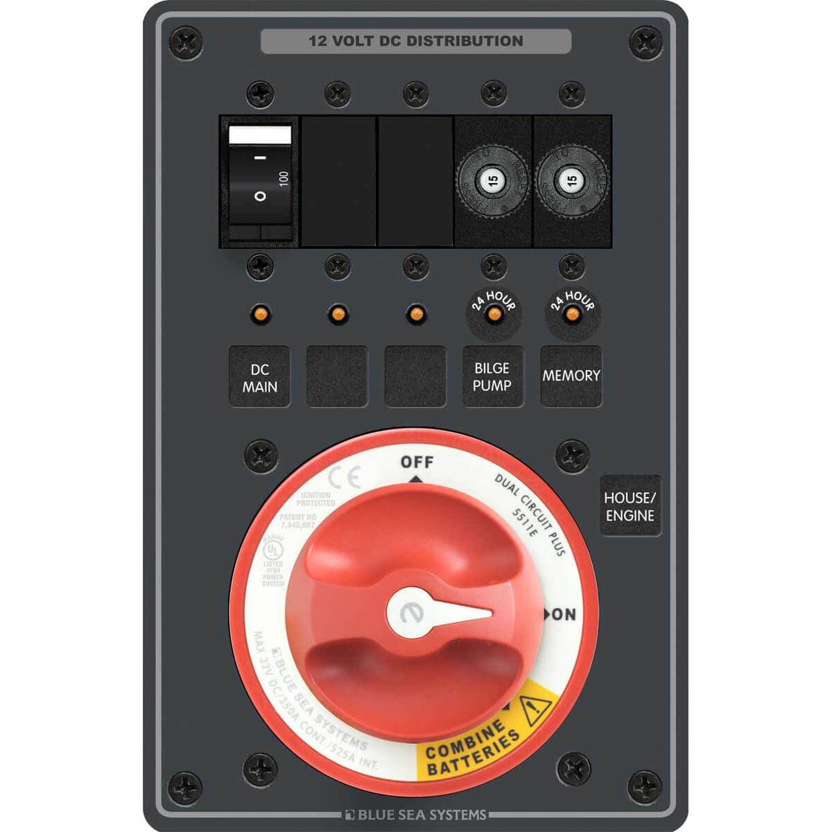 Blue Sea Dual Battery Main Distribution Panel (12/24V / 350A)