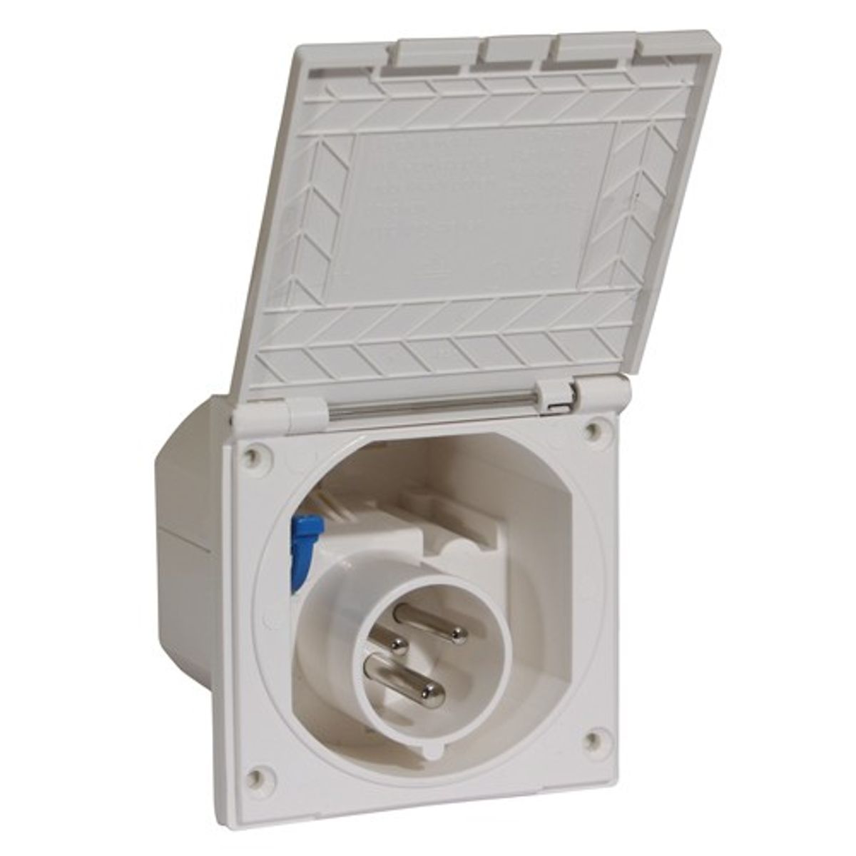 AG Flush Mounted Mains Inlet Socket (White / 240V / 16A / 3-Pin) 8-50036
