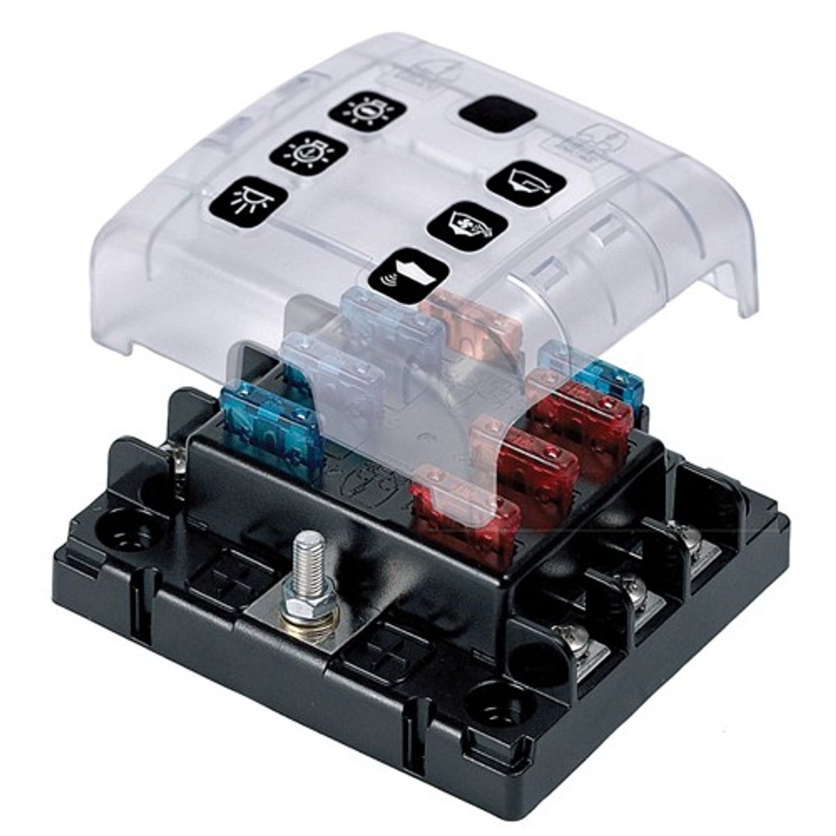BEP ATC 6-Way Fuse Holder Screw Terminal with Cover & Link