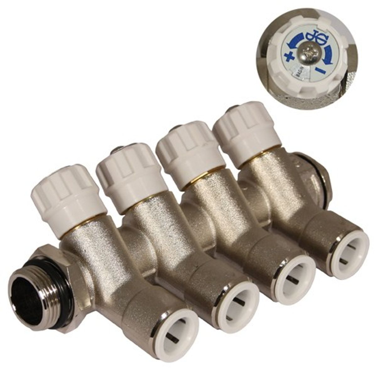 JG Speedfit Brass Manifold 4-Port White Hot/Cold 9-84247