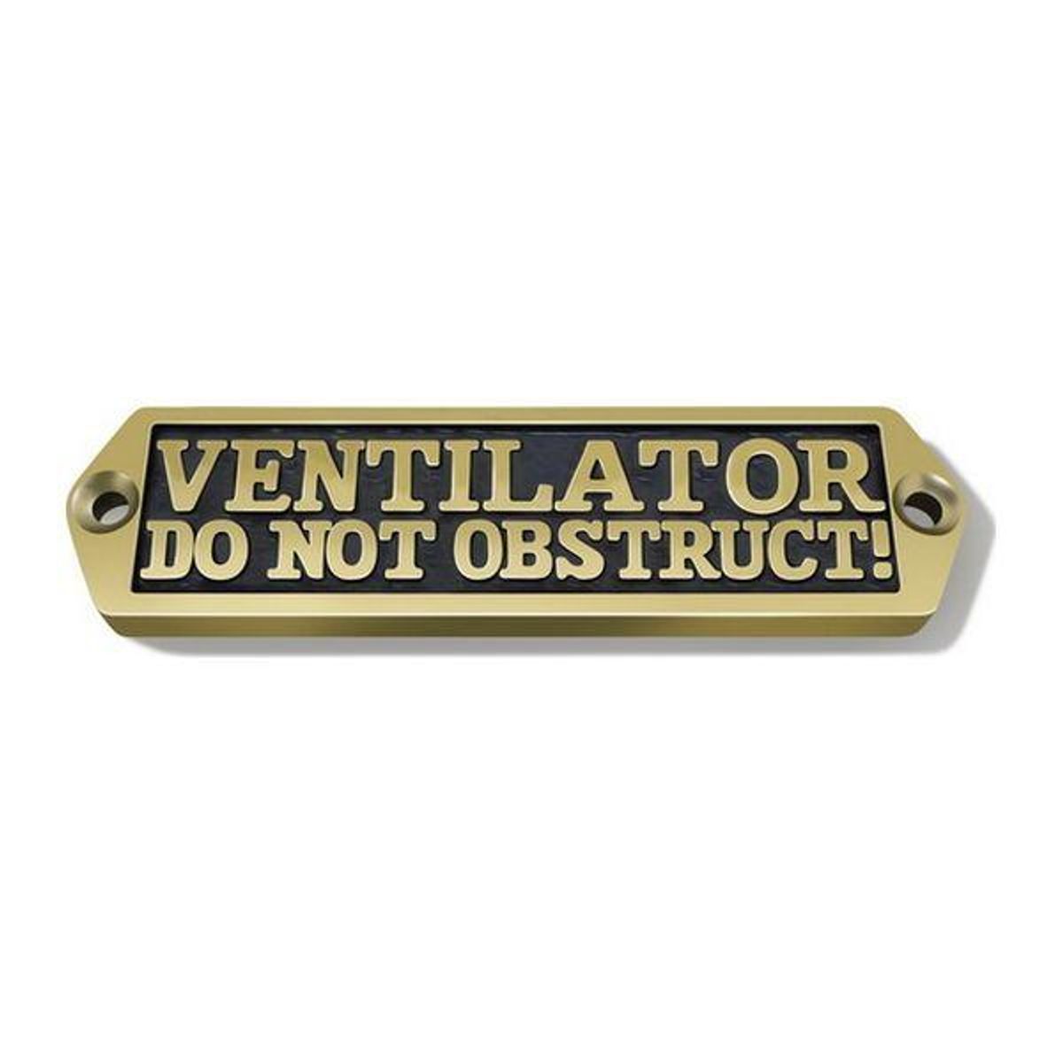AG Label 'Ventilator Do Not Obstruct' in Cast Brass AG-075/M