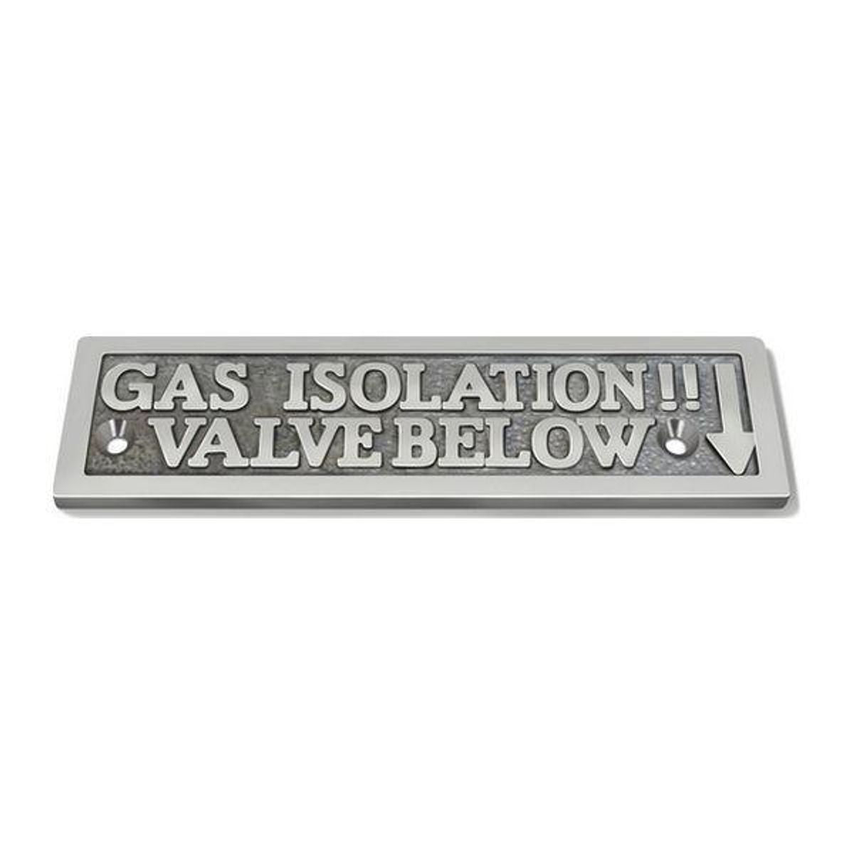 AG Label 'Gas Isolation Valve Below' in Cast Chrome AG-110/M
