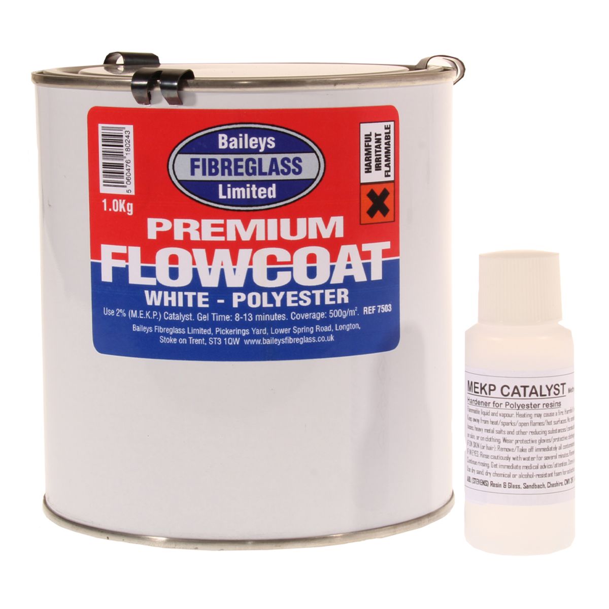 Baileys Premium Flowcoat in Brilliant White (1kg / with Hardener) BA-017
