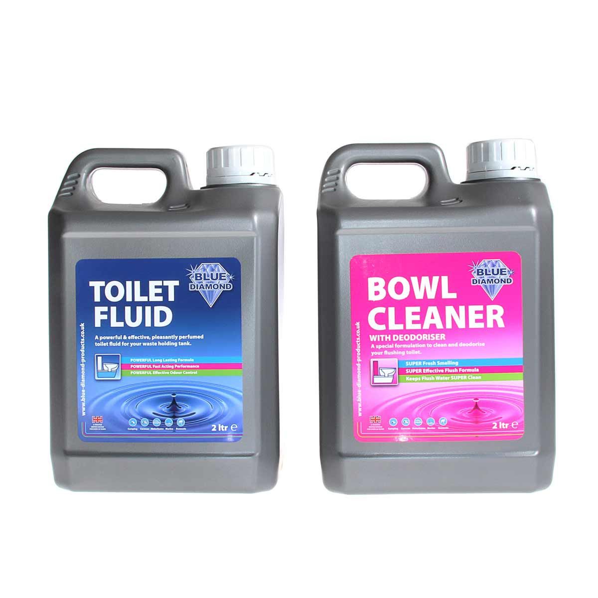 Blue Diamond Double Pack Toilet Fluid Blue & Bowl Cleaner Pink (2L+2L) BD-BD100