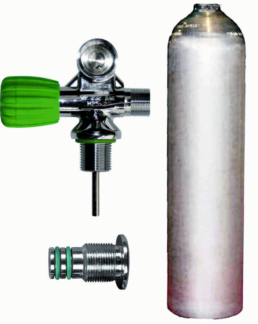 BTS 5.7 Litre 207 Bar Natural Luxfer Aluminium Cylinder with Left Hand M26 Valve & Blanking Plug S16416694