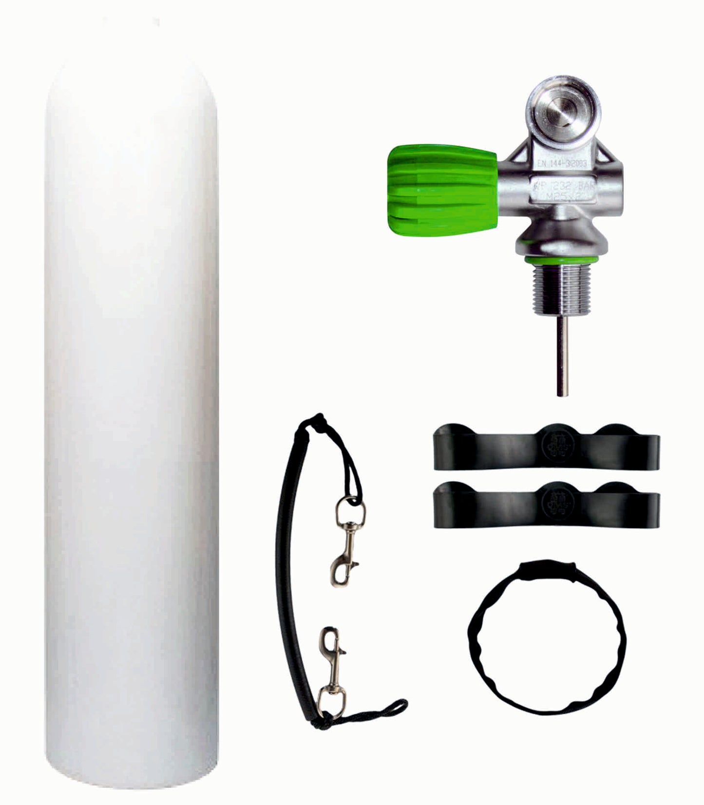 BTS 7 Litre 200 Bar White Luxfer Aluminium Cylinder with M26 Valve & Stage Rigging Kit S16816667