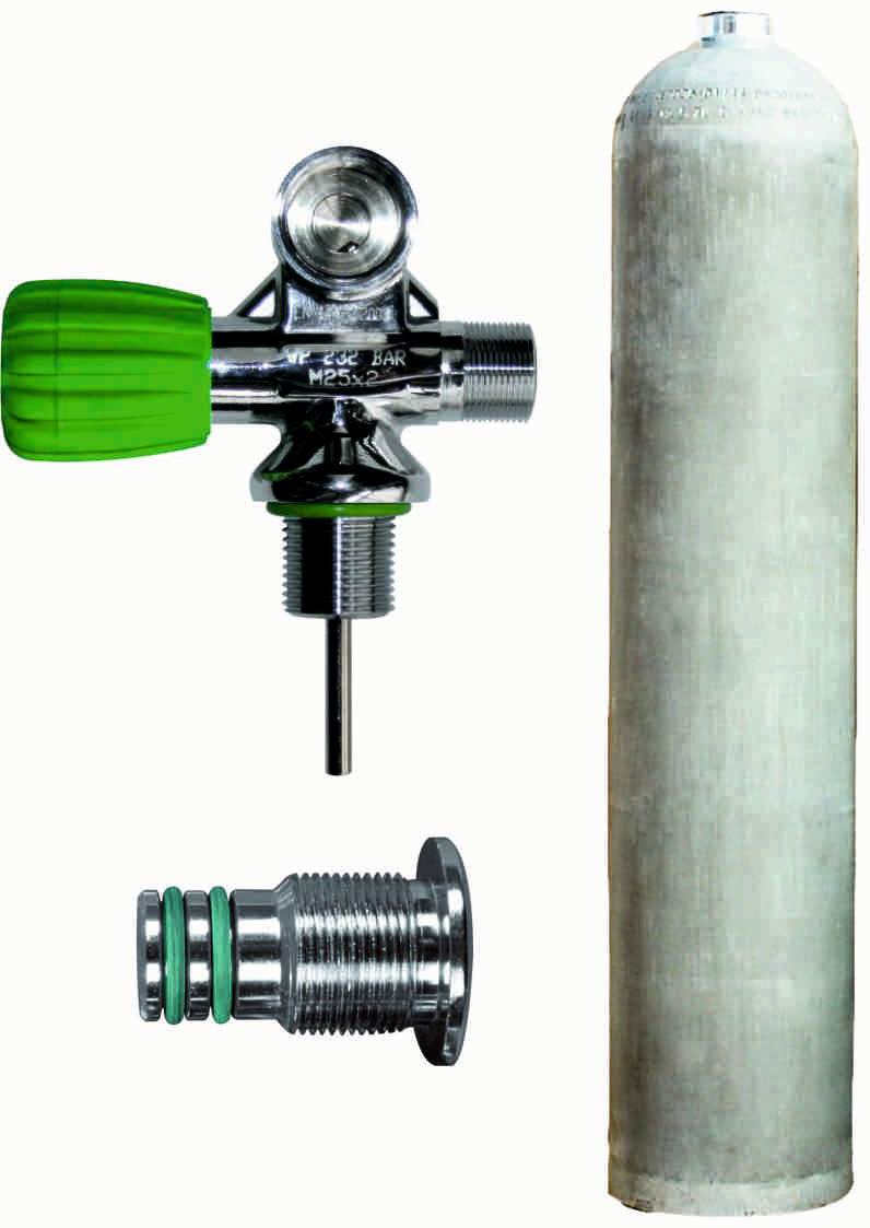 BTS 5.7 Litre 207 Bar Natural MES Aluminium Cylinder with Left Hand M26 Valve & Blanking Plug S16416660