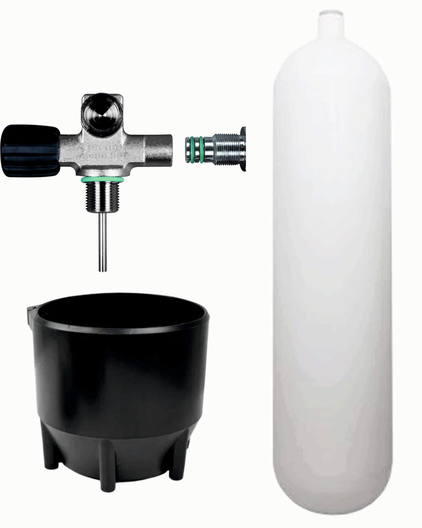 BTS 12 Litre 232 Bar Tall Cylinder with Left Handed DIN Valve, Blanking Plug & Boot S16116630