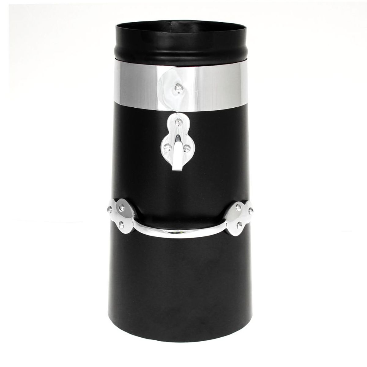 AG Double Skin Chimney in Black with Chrome Bands (12" x 6") CH-021/M