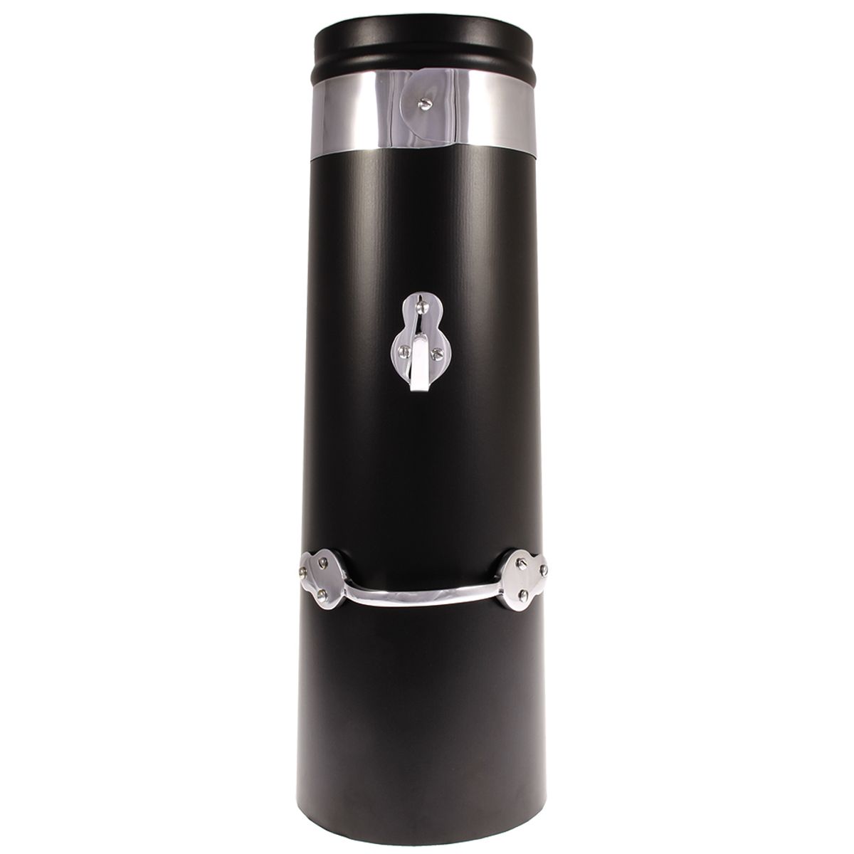 AG Double Skin Chimney in Black with Chrome Bands (18" x 6") CH-022/M