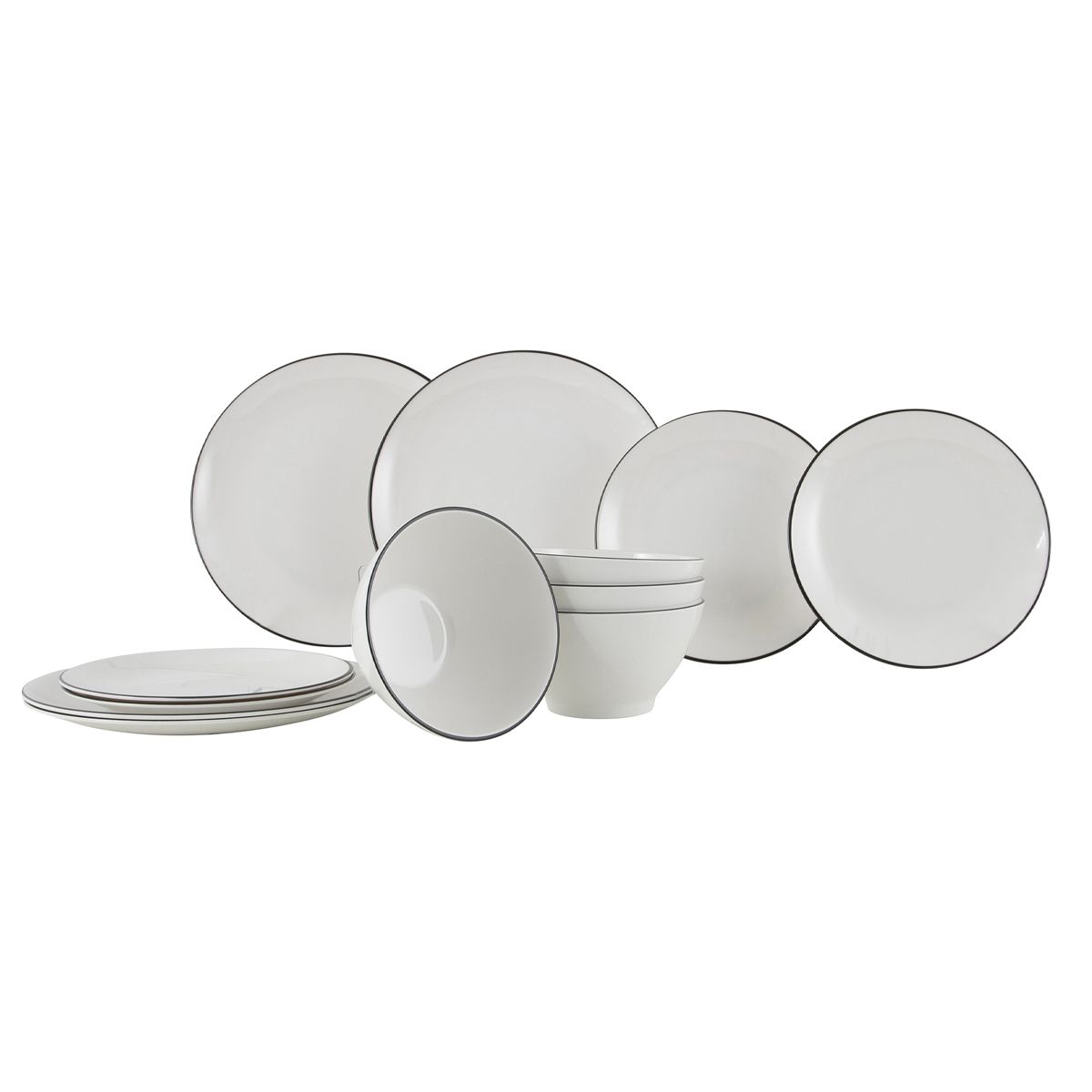 Gimex Linea Line Tableware Black (12 Pieces)