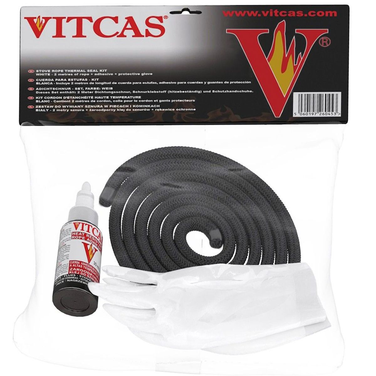 Vitcas Stove Rope Seal Kit 12mm Black HS-812
