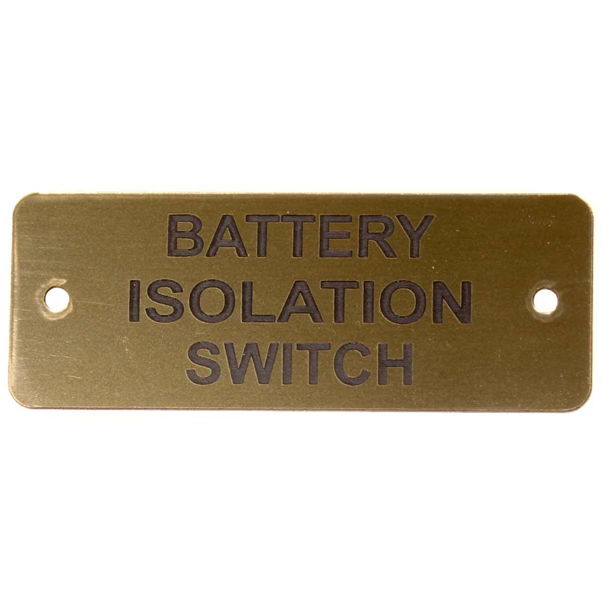 Battery Isolation Switch (L) Label Gold with Black Engrave 105 x 40mm JBL02G
