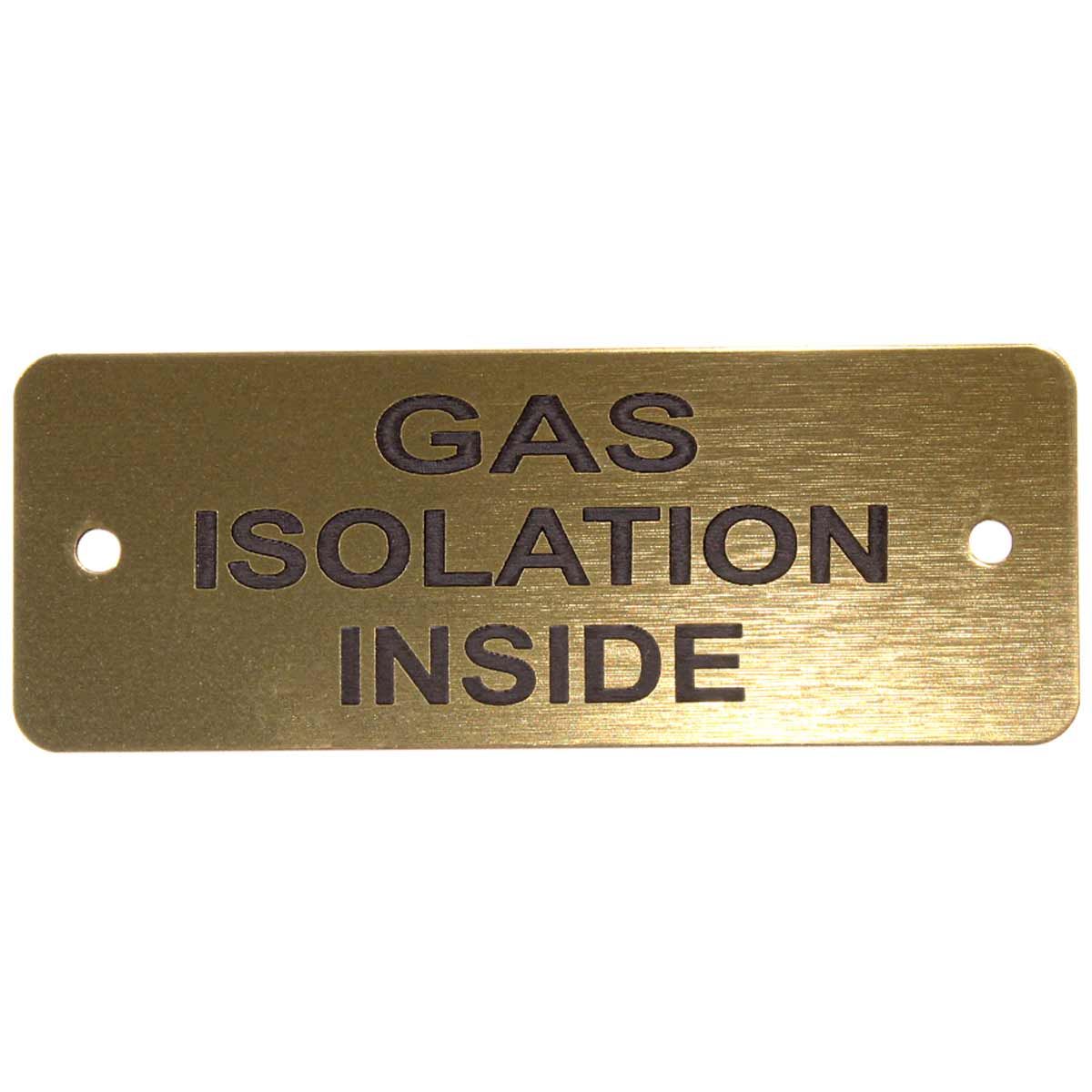 Gas Isolation Inside Label (L) Gold with Black Engrave 105mm x 40mm JBL04G