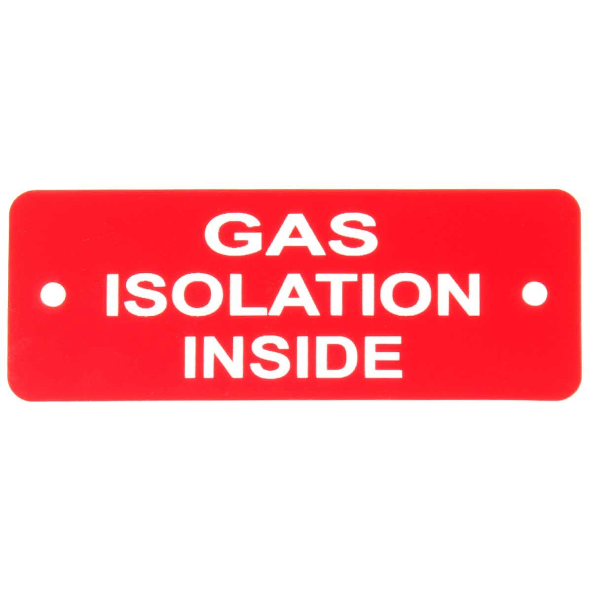 Gas Isolation Inside Label (L) Red with White Engraving 105mm x 40mm JBL04R