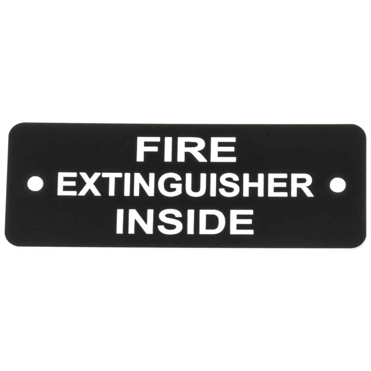 Fire Extinguisher Inside Label (L) Black with White Engrave 105 x 40mm JBL05B