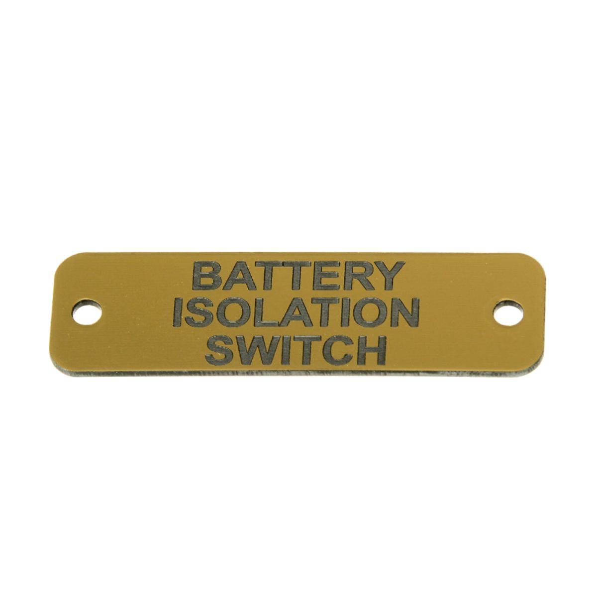 Battery Isolation Switch Label (S) Gold with Black Engrave 75 x 22mm JBL12G