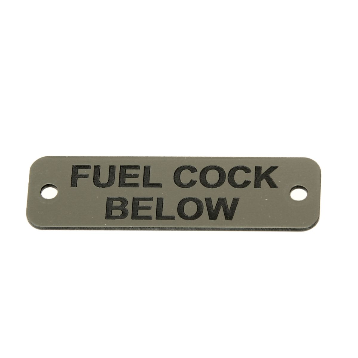 AG Fuel Cock Below Label (S) Silver with Black Engraving 75mm x 22mm JBL14S