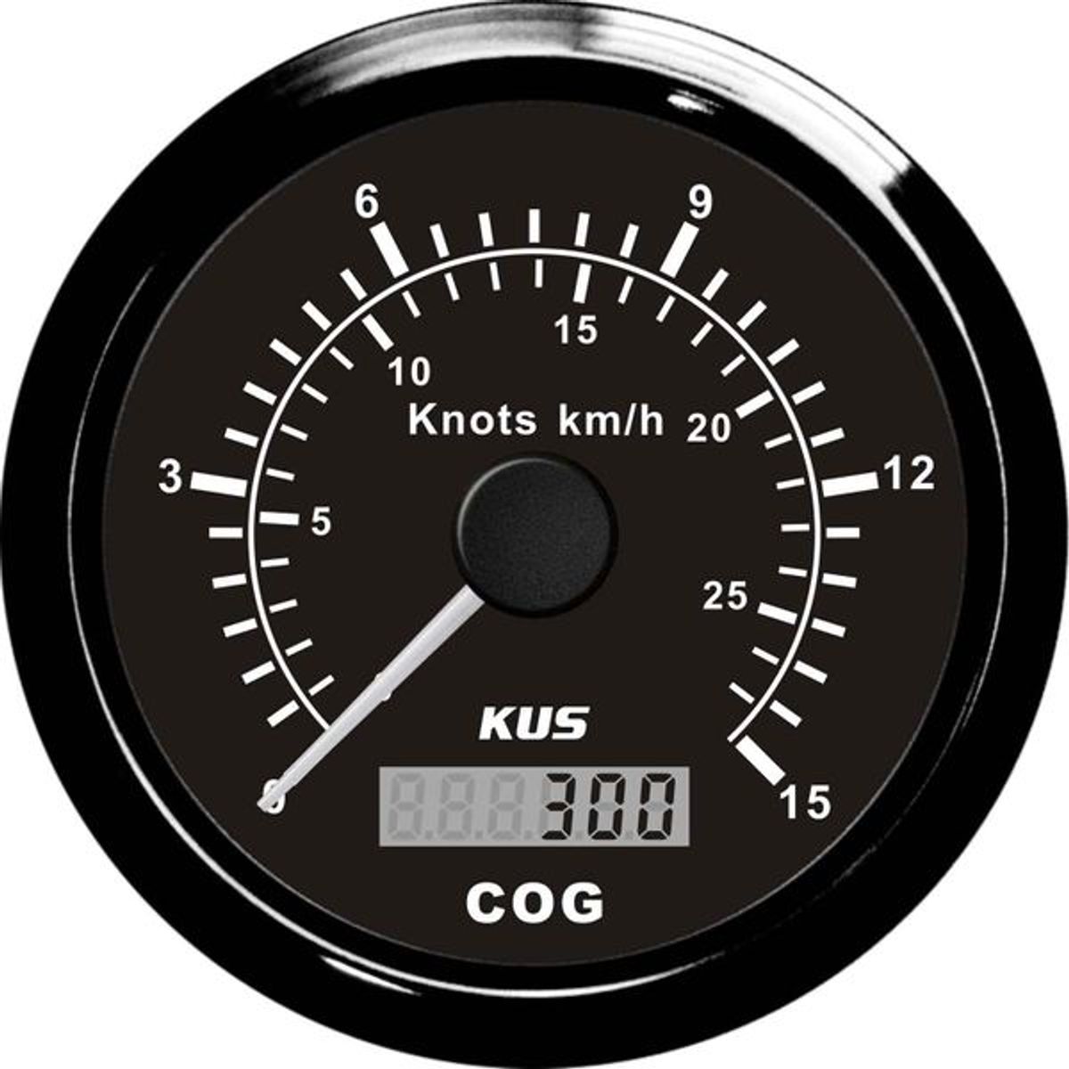 KUS GPS Speedometer Gauge 15 Knots (Black Bezel and Dial) JMV00371