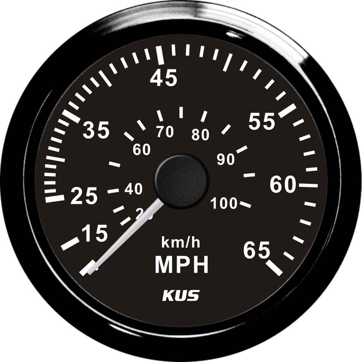 KUS Mechanical Speedometer Gauge 65MPH (Black Bezel & Dial) KY18009