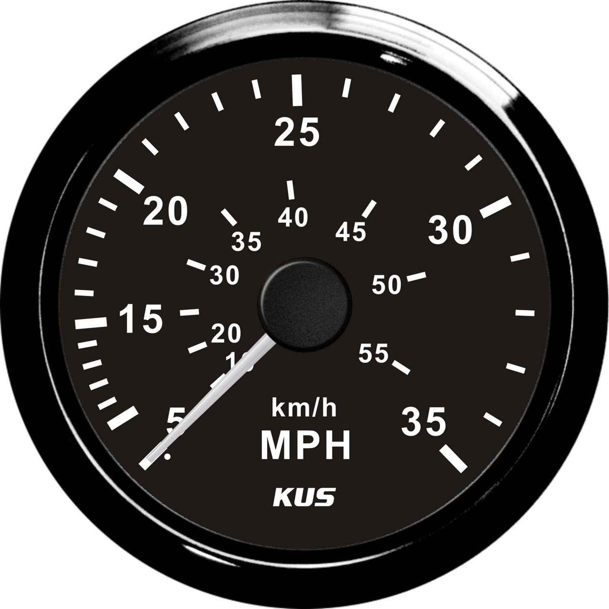 KUS Mechanical Speedometer Gauge 35MPH (Black Bezel & Dial) KY18010