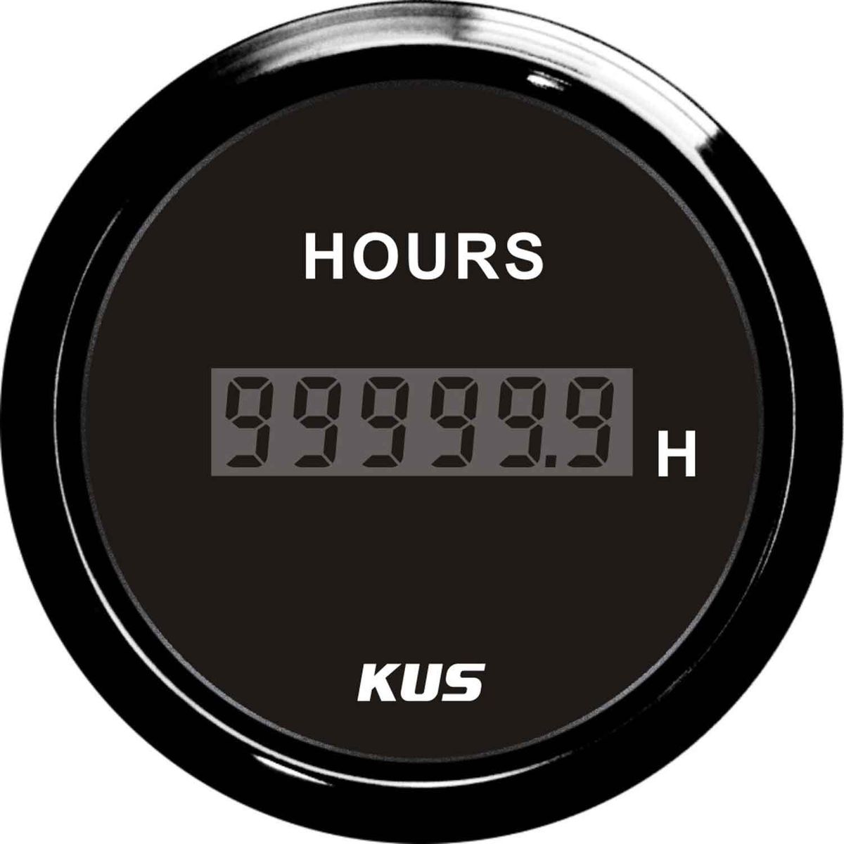 KUS Hourmeter Gauge with Black Stainless Bezel (12V / 24V) KY39001