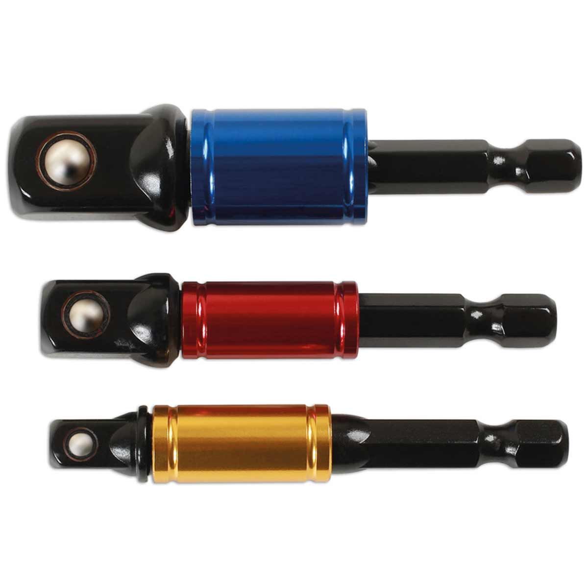Laser Tools Socket Adaptor Set with Rotating Sleeve 1/4", 3/8" & 1/2" LT-6983